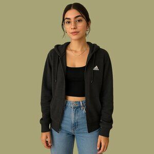 🔥 Adidas Black Full-Zip Hoodie with Drawstring Hood | Women’s Size (M)